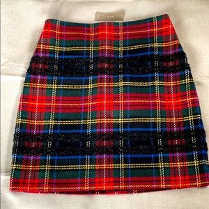 J. Crew Mini Skirt in Lurex Stewart Tartan Plaid